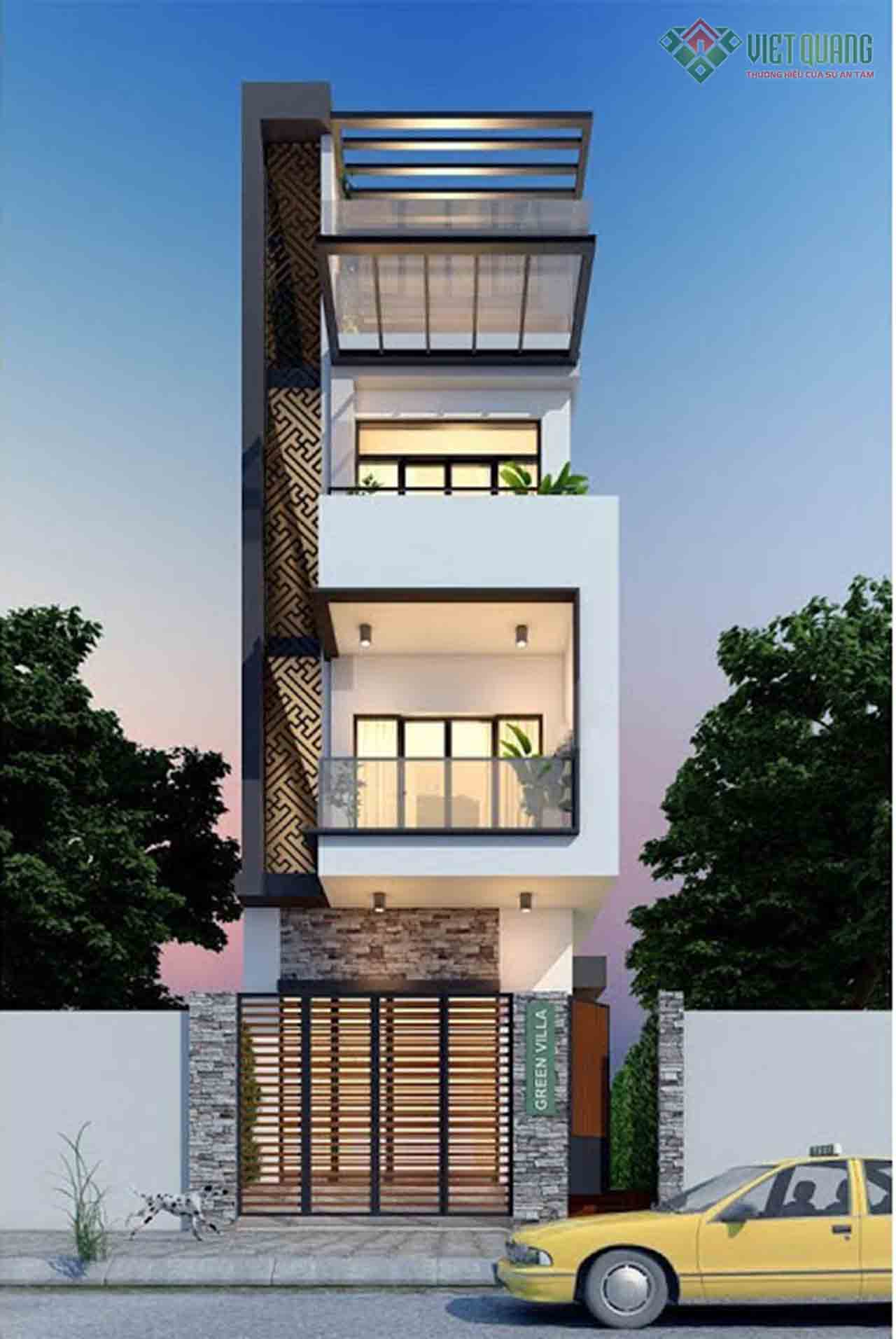 Mẫu nhà phố 4 tầng hiện đại 4x15m – Thiết kế chuẩn phong thủy 