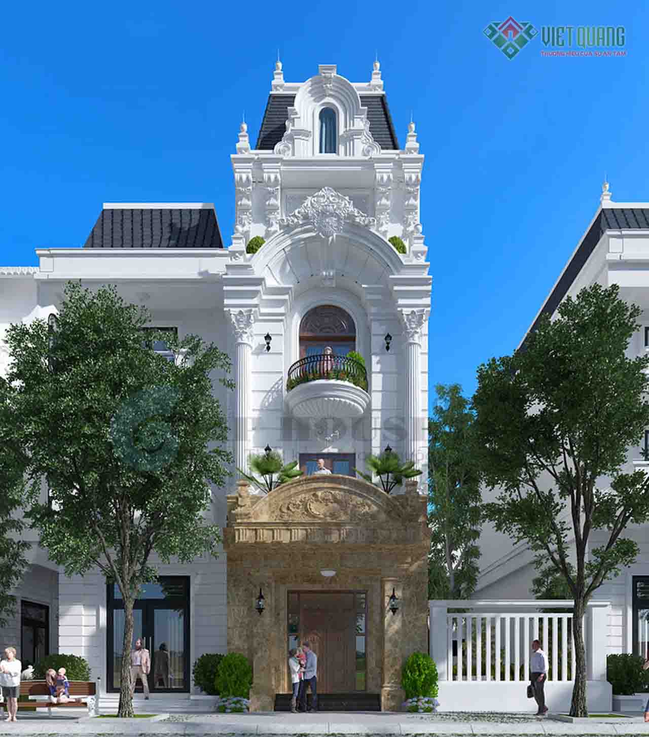 Mẫu nhà phố cổ điển 4 tầng 5x17m 