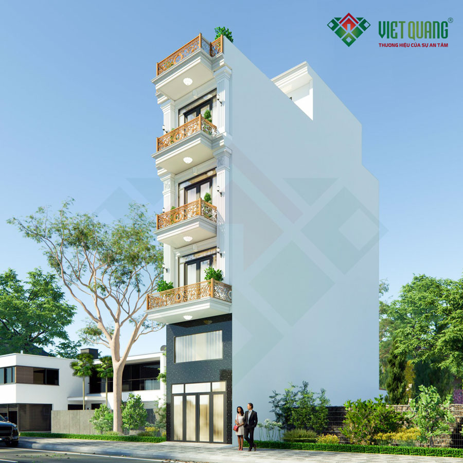 Mẫu nhà phố tân cổ điển 5 tầng 4x16.5m anh Ninh - Chị Oanh Quận 7