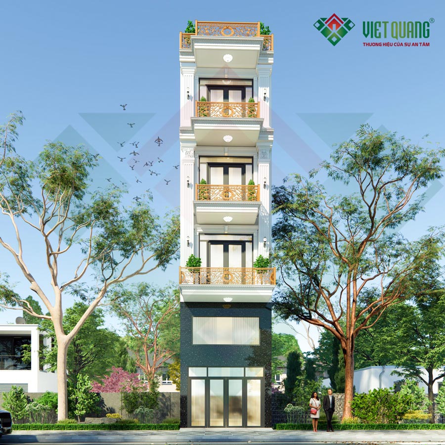 Mẫu nhà phố tân cổ điển 5 tầng 4×16.5m anh Ninh Quận 7 