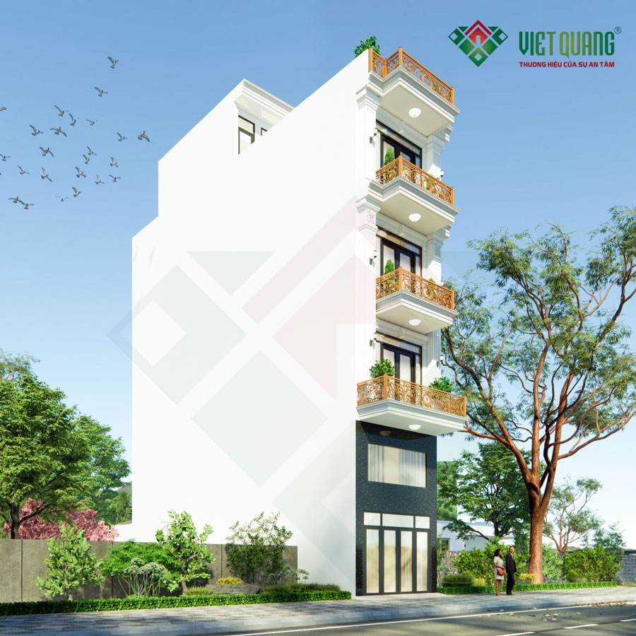 Mẫu nhà phố tân cổ điển 5 tầng 4x16.5m anh Ninh - Chị Oanh Quận 7