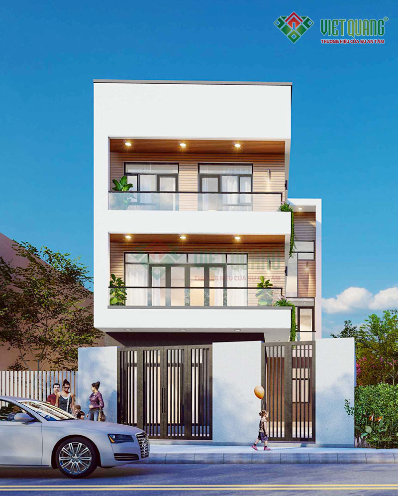Mẫu thiết kế nhà phố 3 tầng 120m² hiện đại nhà anh Đạt tại Hóc Môn