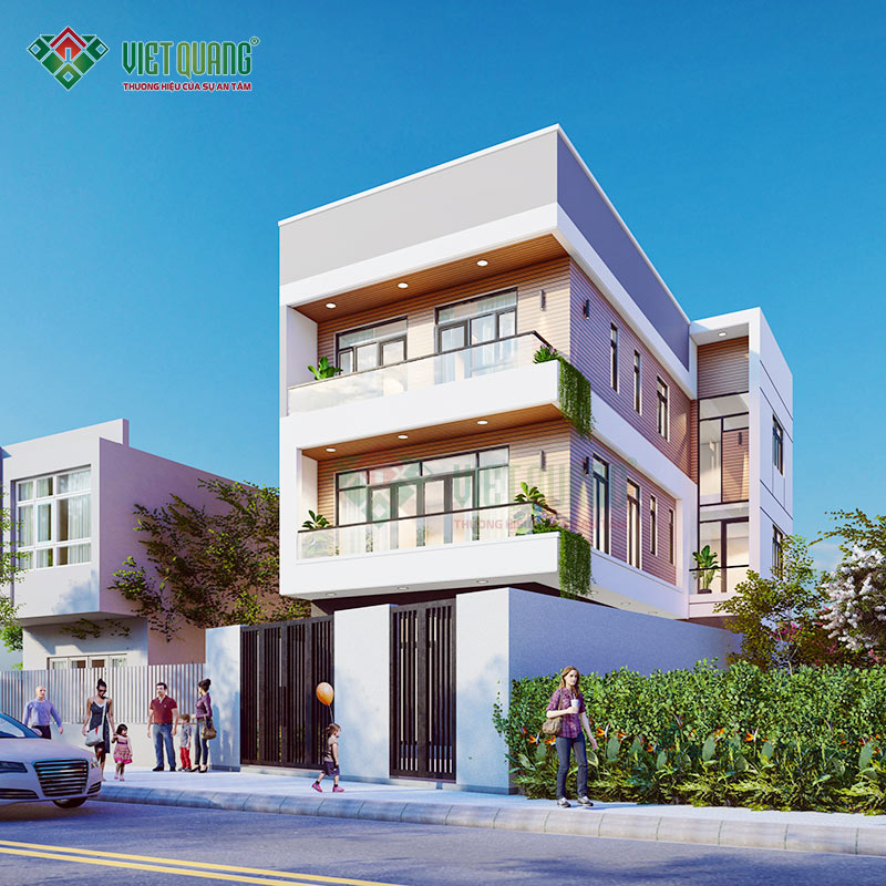 Mẫu thiết kế nhà phố 3 tầng 120m² hiện đại nhà anh Đạt tại Hóc Môn 