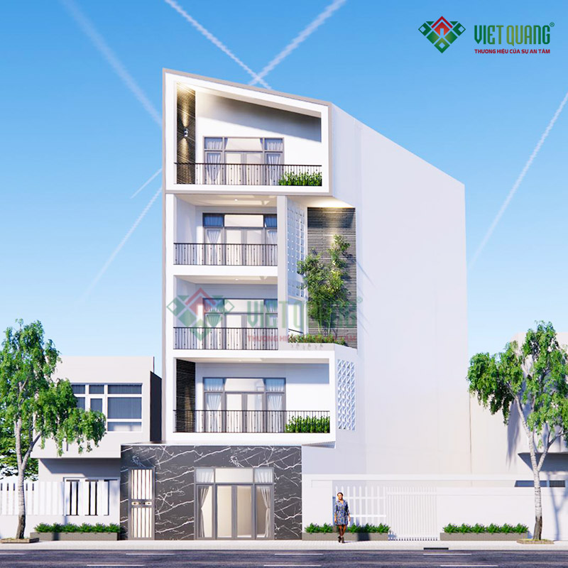 Phối cảnh 3D mặt tiền công trình nhà phố 6 tầng 6.5x14.5m tại Quận 2