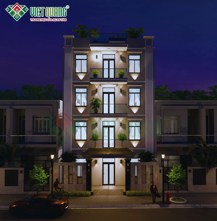 Mẫu nhà trọ 4 tầng sân thượng 27x10m – Anh Khoa ở Hóc Môn