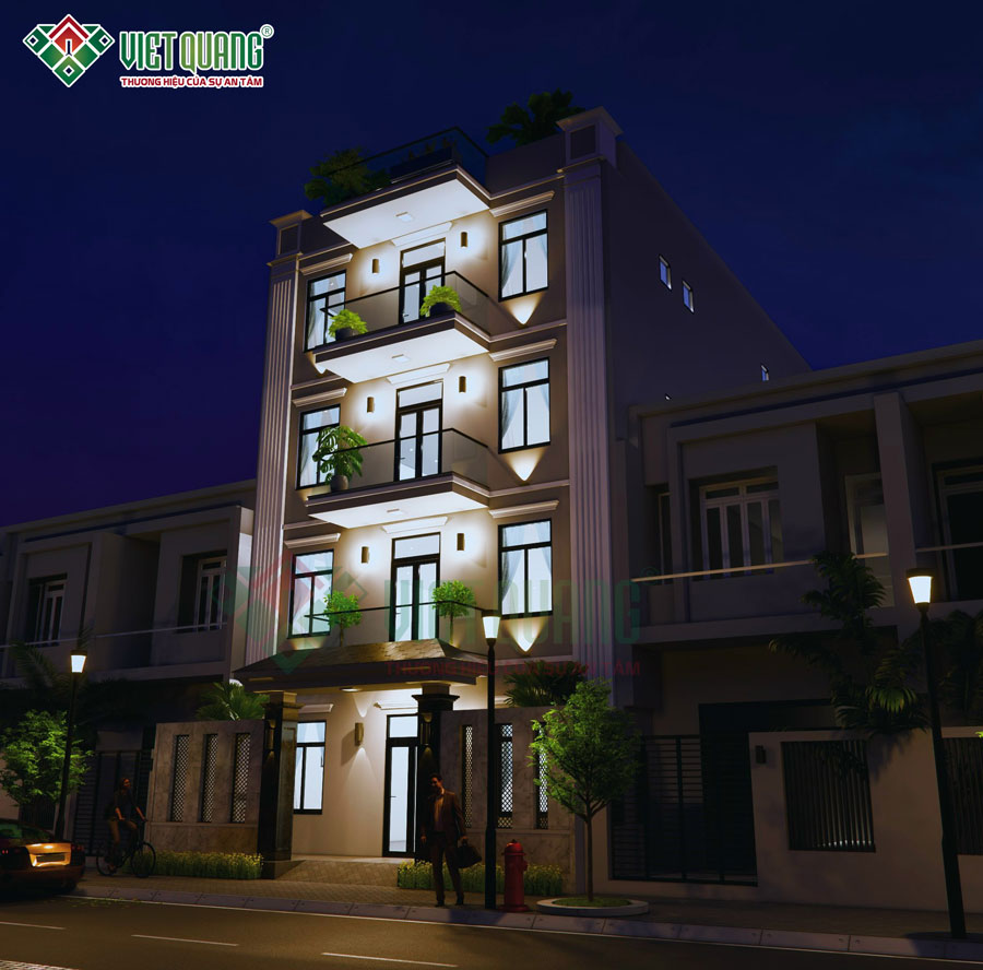 Mẫu nhà trọ 4 tầng sân thượng 27x10m – Anh Khoa ở Hóc Môn