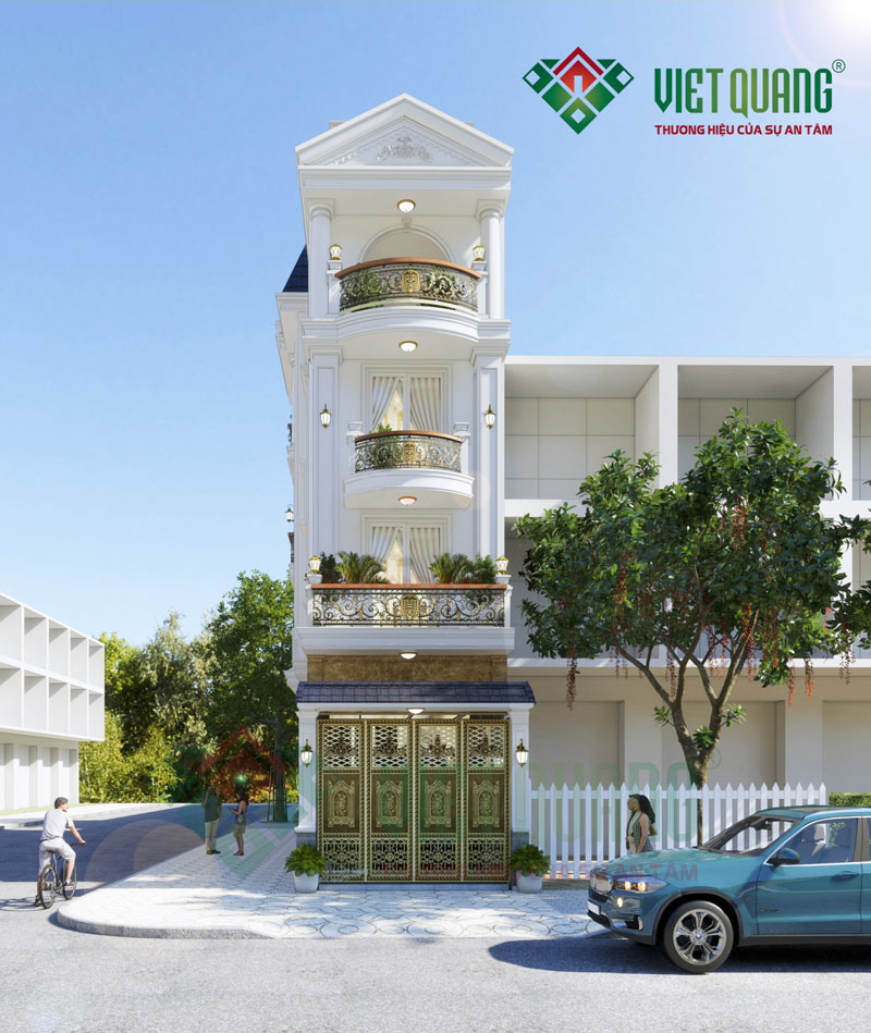Nhà phố tân cổ điển 4 tầng có tầng hầm – Kiến trúc sang trọng chuẩn châu Âu giữa lòng Bình Thạnh 