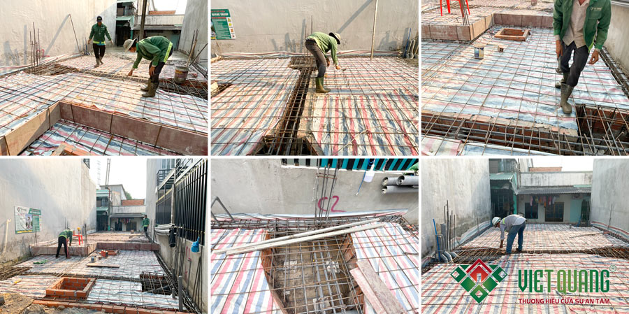 Thi công phần móng cọc nhà phố 3 tầng của chị Ngọc