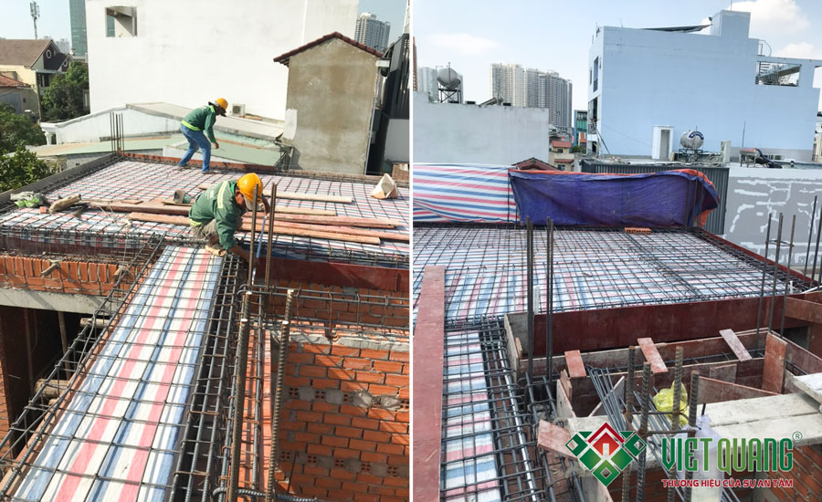 Thi công phần thô từ tầng trệt đến lầu 1