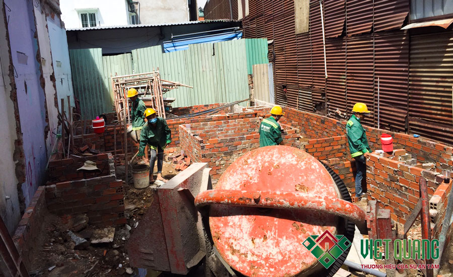 Thi công xây dựng phần móng nhà phố 6 tầng 6.5x14.5m