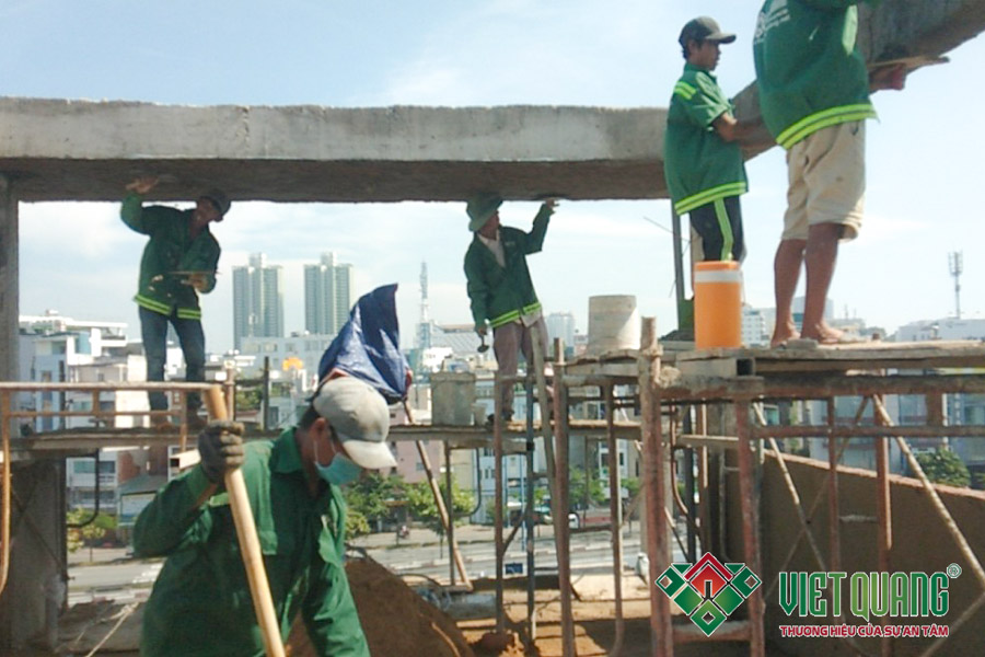 Thi công phần thô các lầu 1 – 2 – 3 & sân thượng