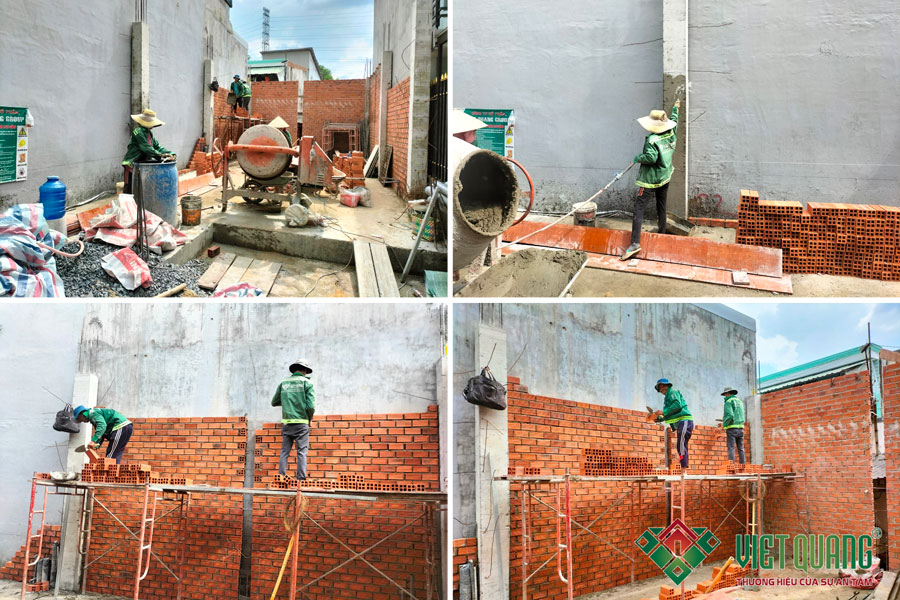 Thi công phần móng cọc nhà phố 3 tầng của chị Ngọc