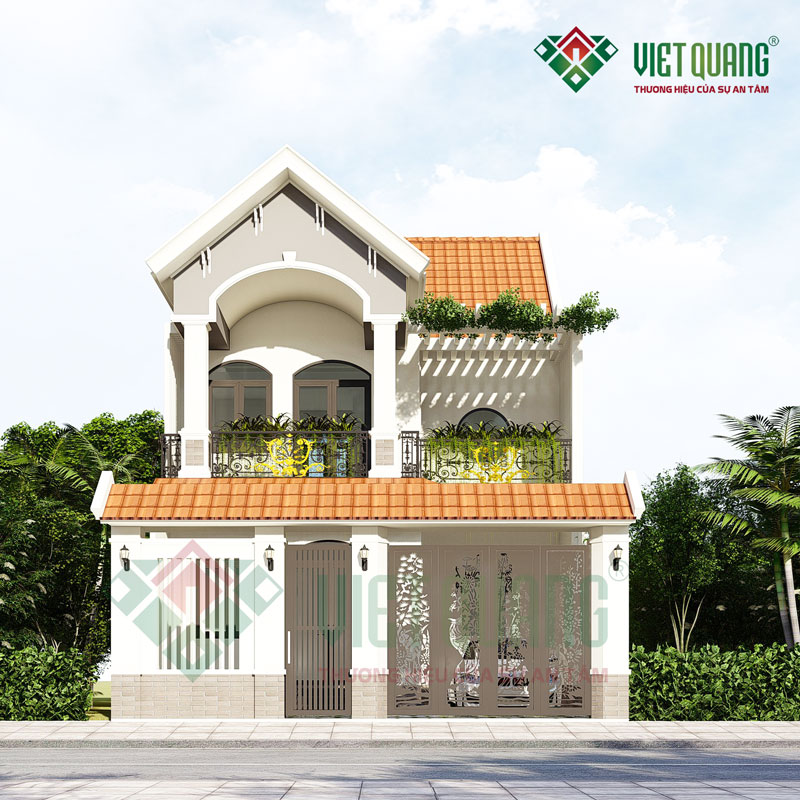 Mẫu thiết kế biệt thự 2 tầng mái Thái 8x15m anh Phước tại Hóc Môn