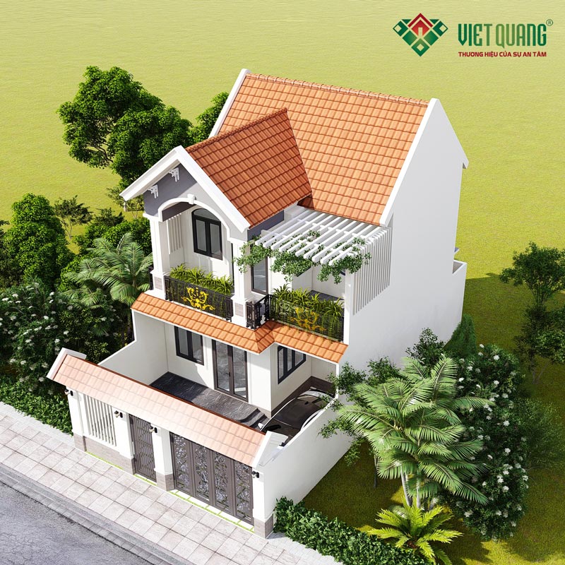 Mẫu thiết kế biệt thự 2 tầng mái Thái 8x15m anh Phước tại Hóc Môn 