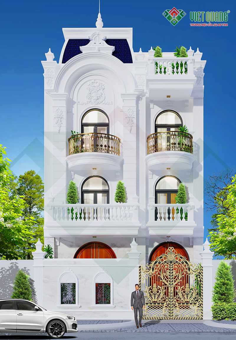 Biệt thự phố 4 tầng tân cổ điển 8x24m nhà anh Bảo tại Quận 7 