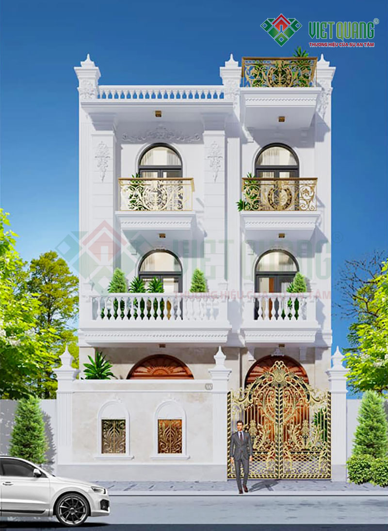 Biệt thự phố 4 tầng tân cổ điển 8x24m nhà anh Bảo tại Quận 7