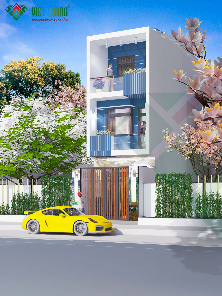 Mẫu thiết kế nhà phố 3 tầng – mặt tiền 4m của anh Hiệp