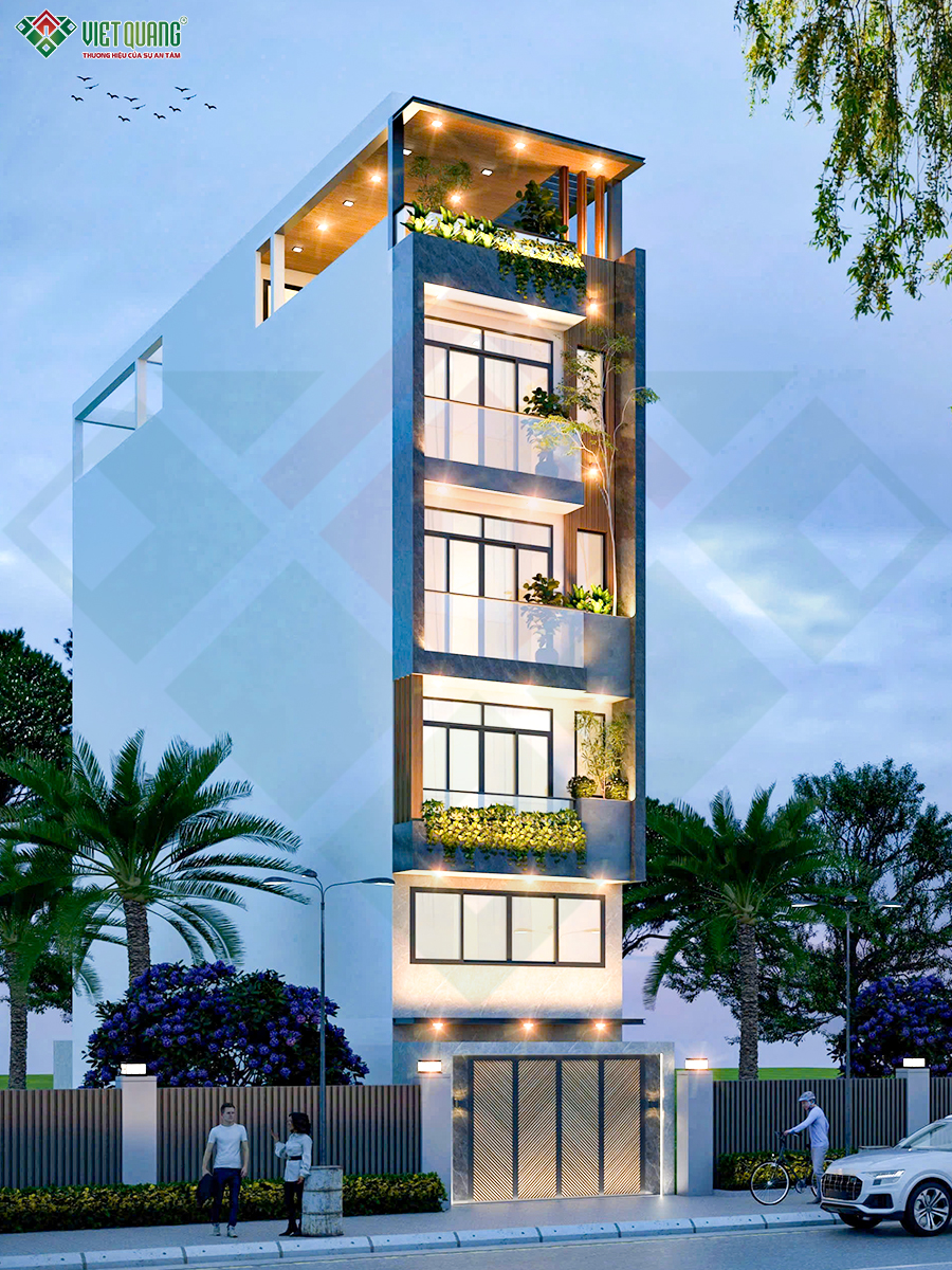 Mẫu nhà phố 1 trệt 1 lửng 3 lầu sân thượng 5x22m anh Thành phường Trung Mỹ Tây 