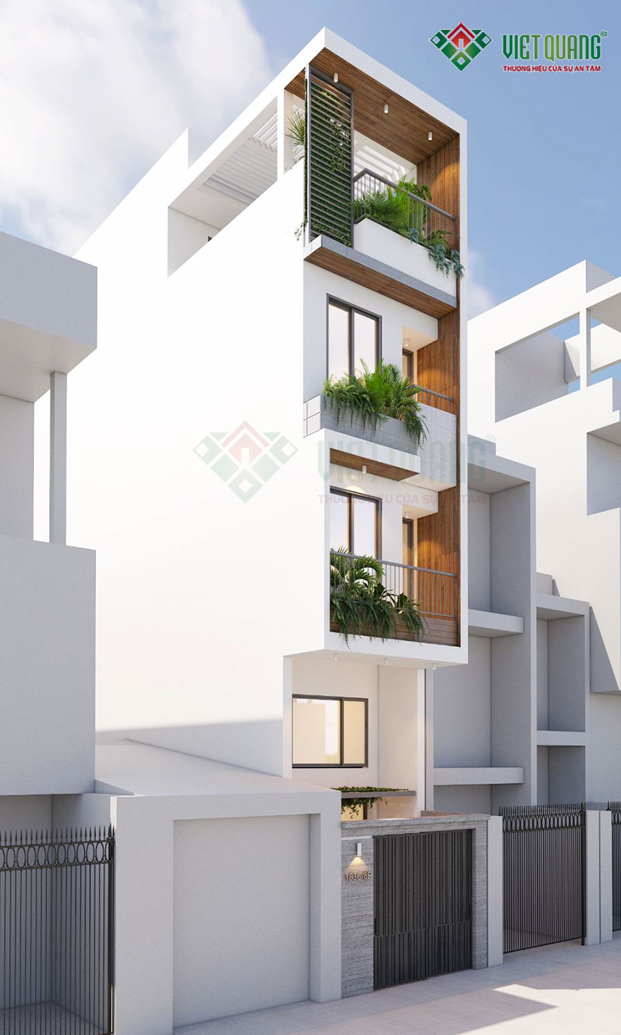 Thiết kế nhà phố 4 tầng 1 lửng hiện đại diện tích 3.4×15.5m 