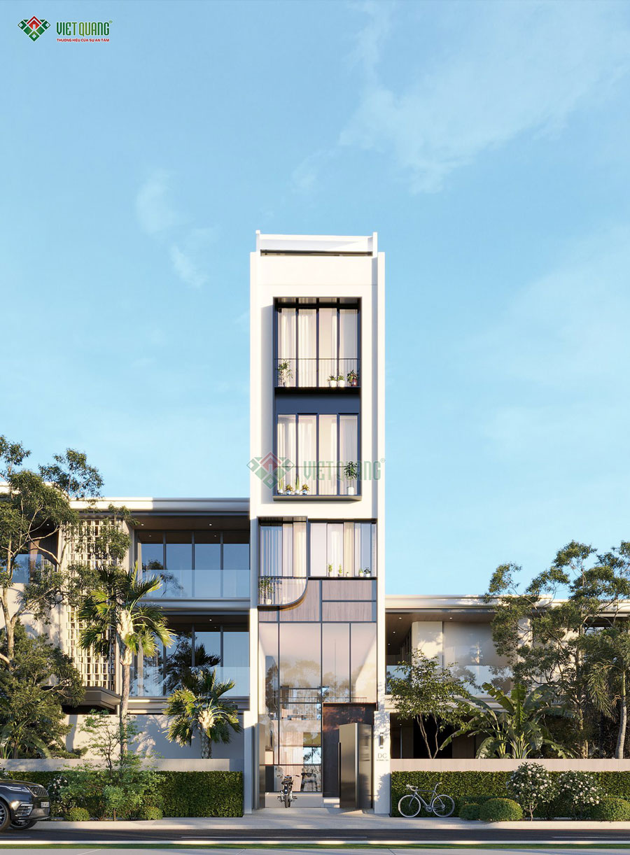 Hình ảnh mặt trước phối cảnh 3D mẫu nhà 6 tầng nhà anh Dũng Quận 3