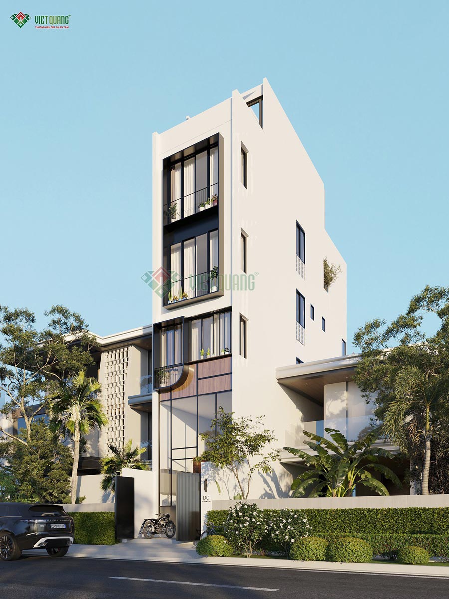 Hình ảnh mặt trước phối cảnh 3D mẫu nhà 6 tầng nhà anh Dũng Quận 3