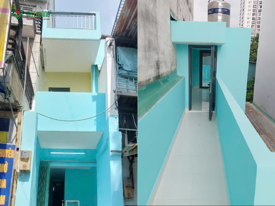 Thi công trọn gói nhà 2 tầng tum sân thượng nhà Chị Huệ ở Quận 7
