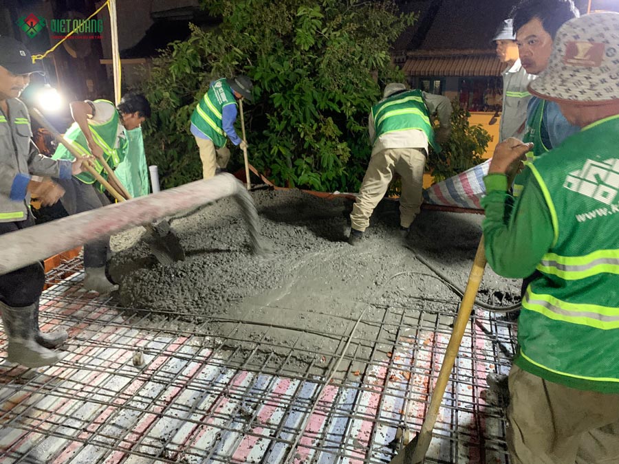 Thi công dựng khung nhà 1 trệt lửng 3 lầu