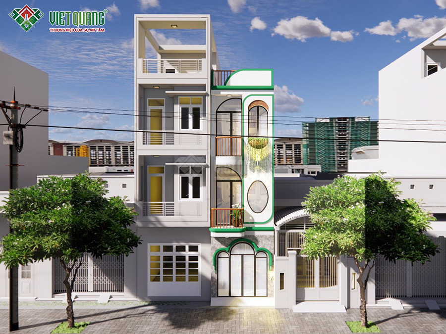 Phối cảnh 3D mặt tiền mẫu nhà phố 3 tầng Anh Cơ Quận 8