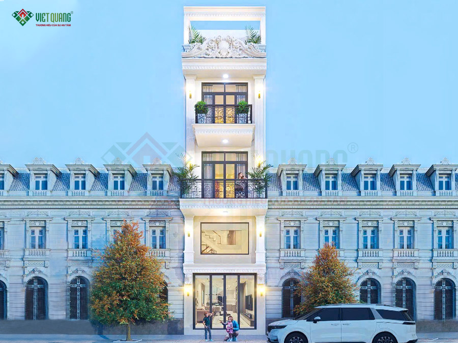 Mẫu nhà phố 4 tầng tân cổ điển nhà Chị Thúy ở Gò Vấp 