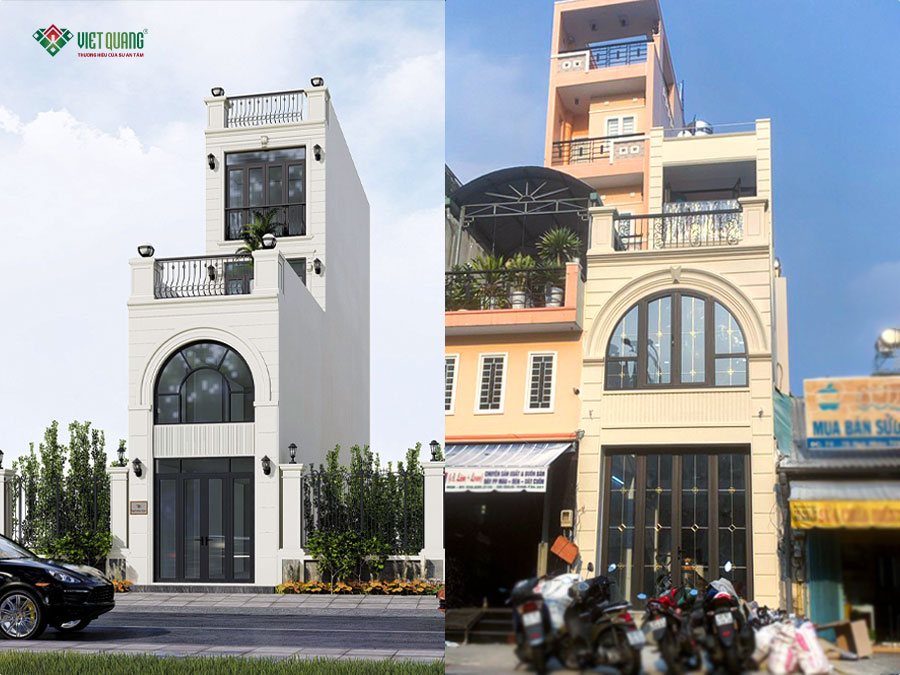 Thi công xây dựng nhà 1 trệt 1 lửng 2 lầu sân thượng nhà Chị Tú Anh ở Quận 5