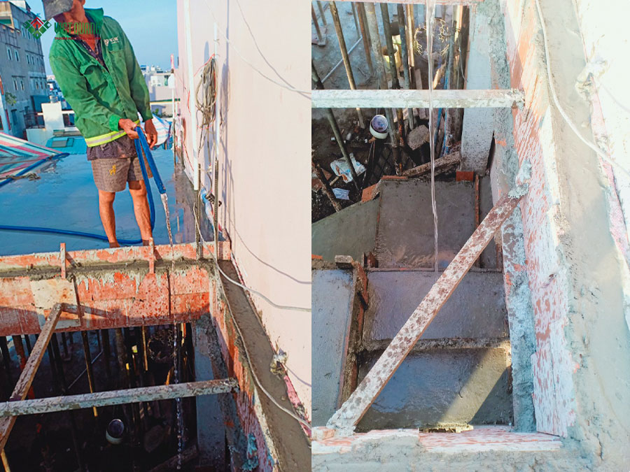 Hình ảnh thi công sân thượng