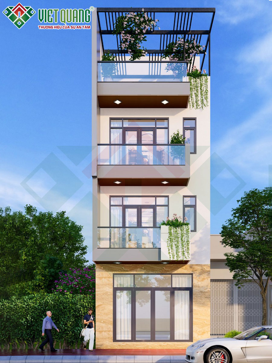 Mẫu thiết kế nhà phố 4 tầng 5x15m nhà chị Thuỷ ở Quận 7